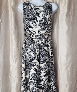 NWOT Eliza J black &white floral linen sundress 10